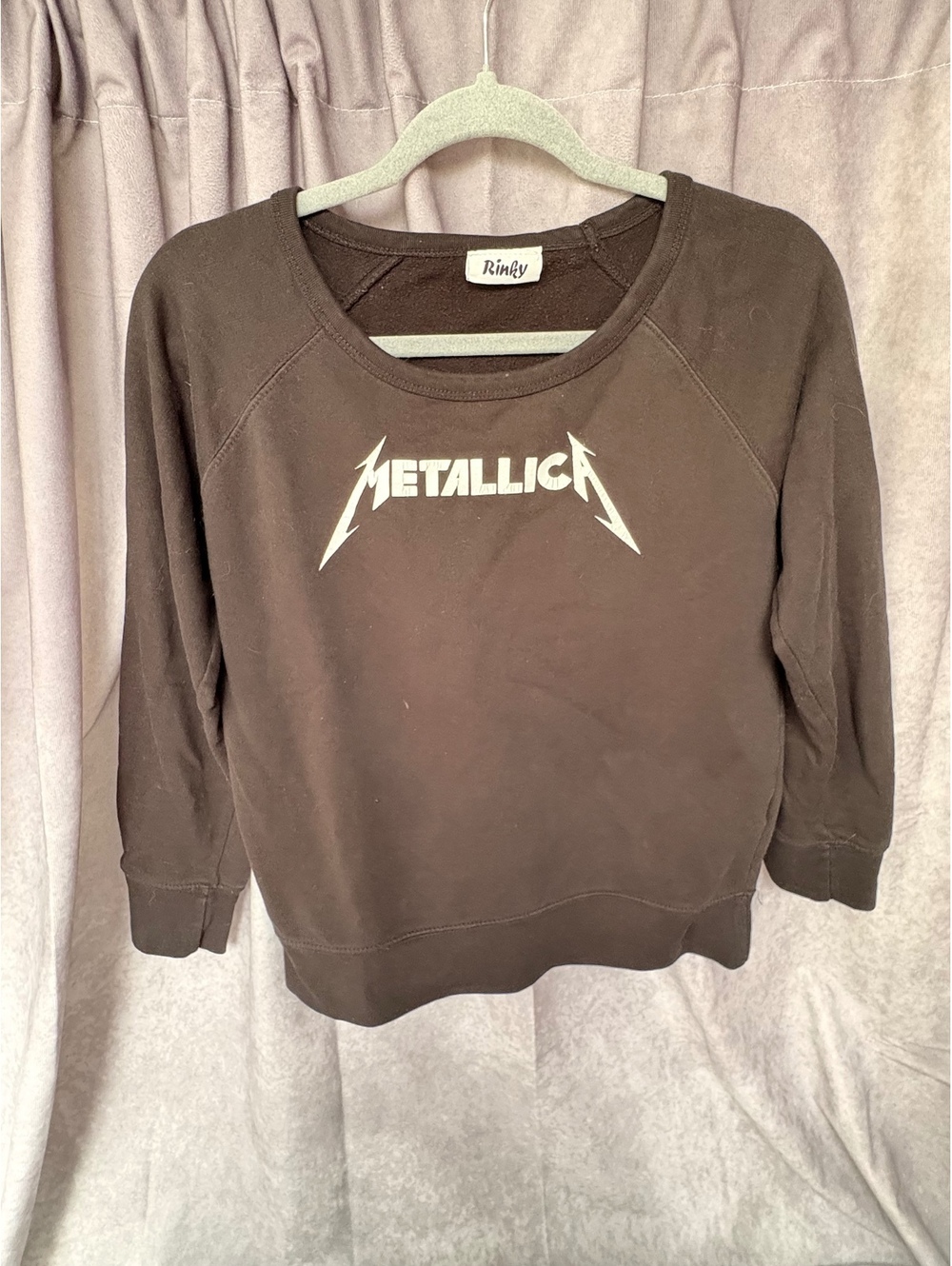 Rinky Metallica Graphic Sweatshirt Small Band Rock Pullover Raglan Crewneck